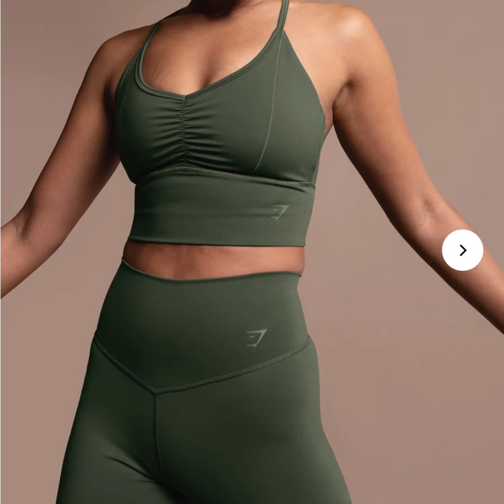 Gymshark Elevate Longline Sports Bra & Leggings - Moss Olive